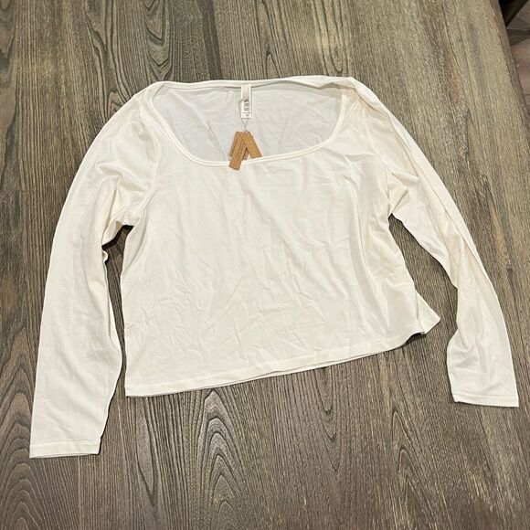 SKIMS Tops - NWT Skims Vintage Scoop Long Sleeve T-Shirt Fitted Stretch Pullover Marble 4X